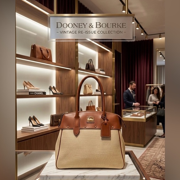 Dooney & Bourke Handbags - Rooney and Bourke Wilson Panama Tan and Brown leather satchel large
